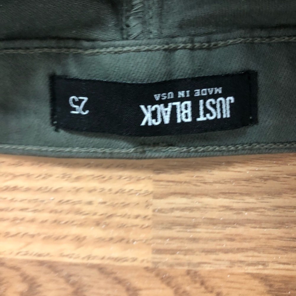 Just Black | Olive Green Raw Hem Skinny Jeans - Picture 2 of 3